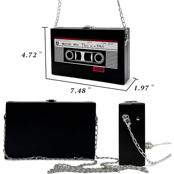 Women's Black 90s Hip Hop Handbags Purse Vintage Chain Bags 90s Outfit - Picture 3 of 15